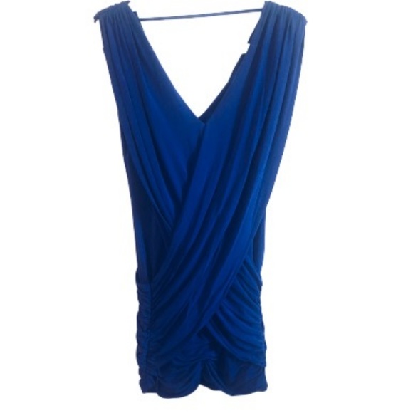 BCBGMaxAzria Blue Ruched Cocktail Dress Size Small - Picture 4 of 6